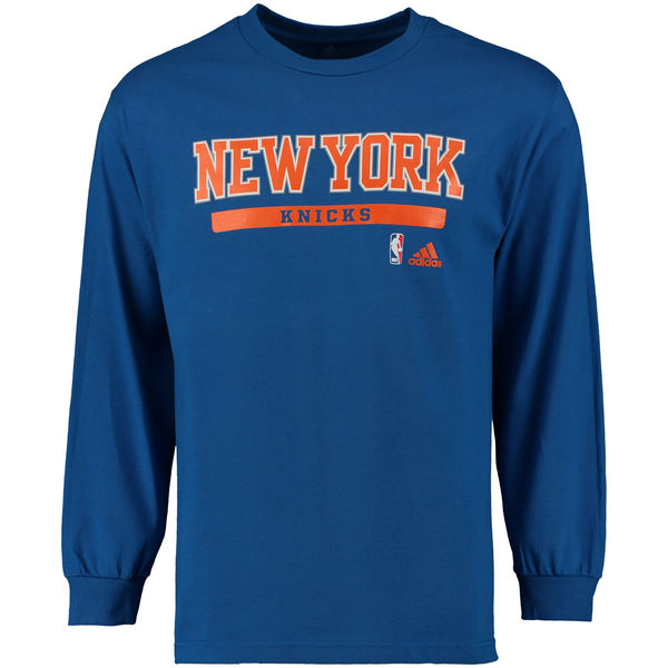 NBA Men New York Knicks adidas Cut and Paste Long Sleeve TShirt Blue->->Sports Accessory